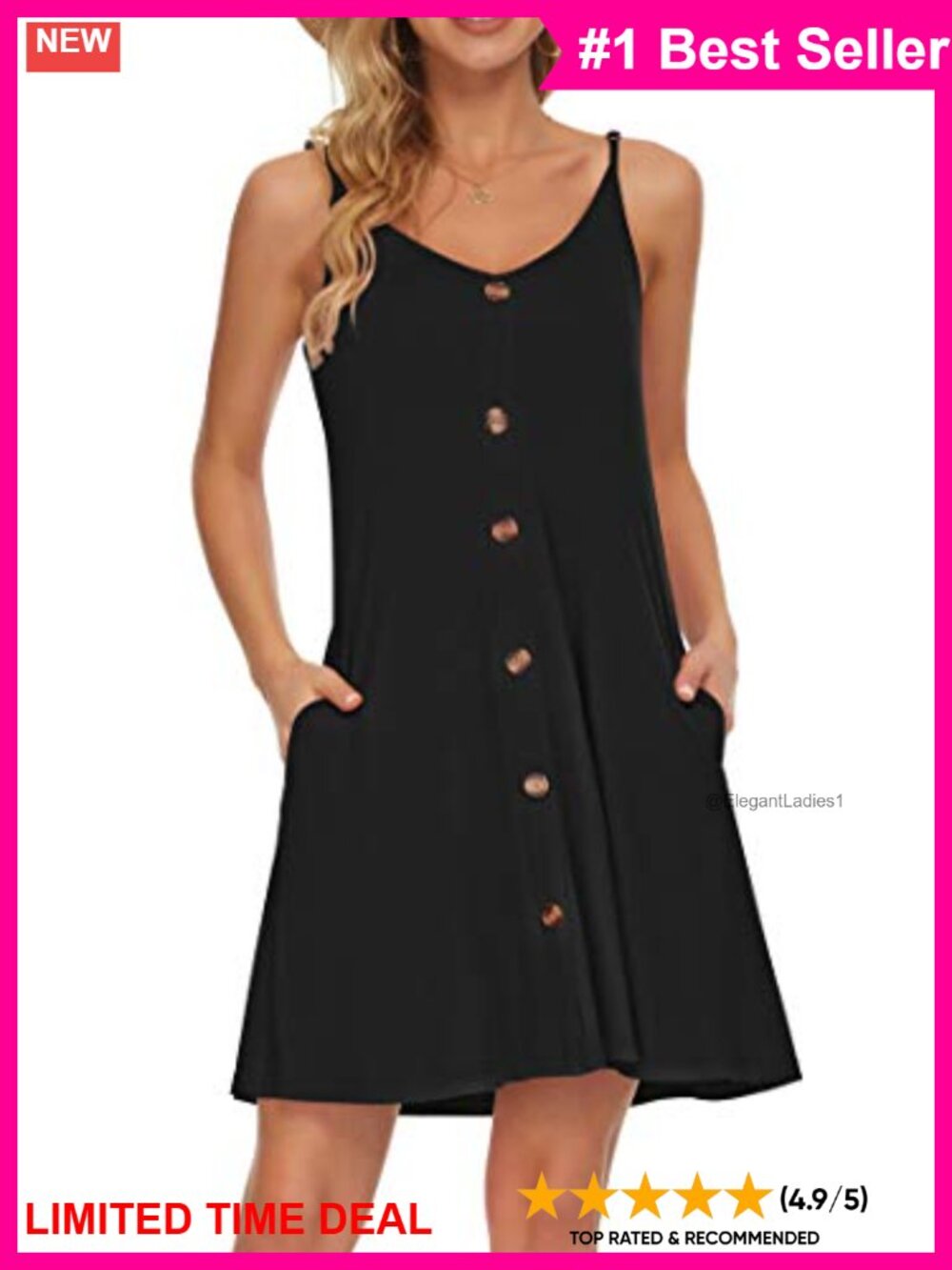 Women's Spaghetti Strap Cover-Up Dress with Pockets